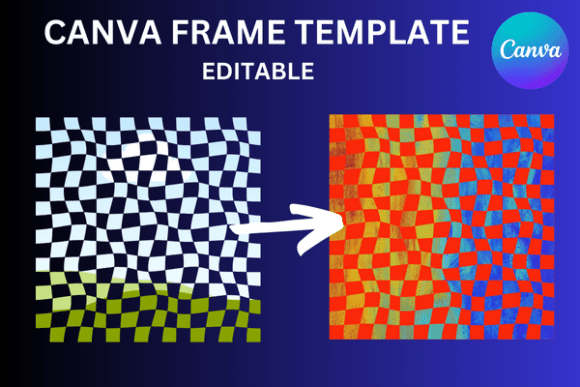 Distorted Checkered Pattern Canva Frame
