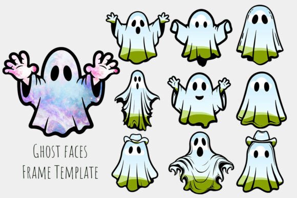 Ghost Faces Halloween Canva Frame: A Spooky Design Asset
