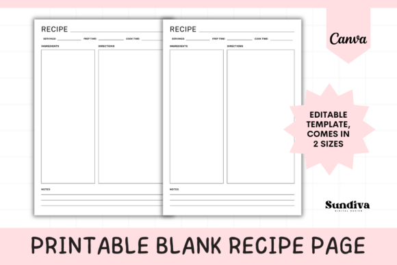 Organize Your Culinary Creations with Blank Recipe Page Canva Template 5